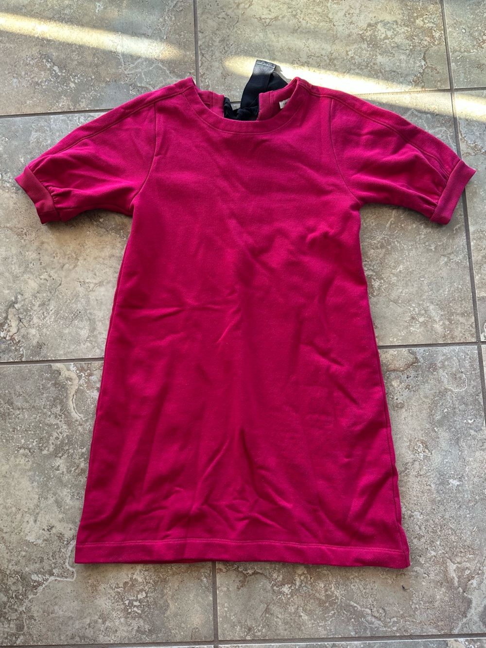 Simple Short Sleeve Shift Dress in Deep Pink